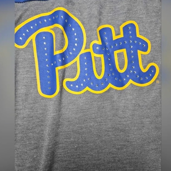 Pittsburgh Panthers Shirt Womens Large Blue Gray NCAA College Rhinestone Tee - Picture 3 of 8